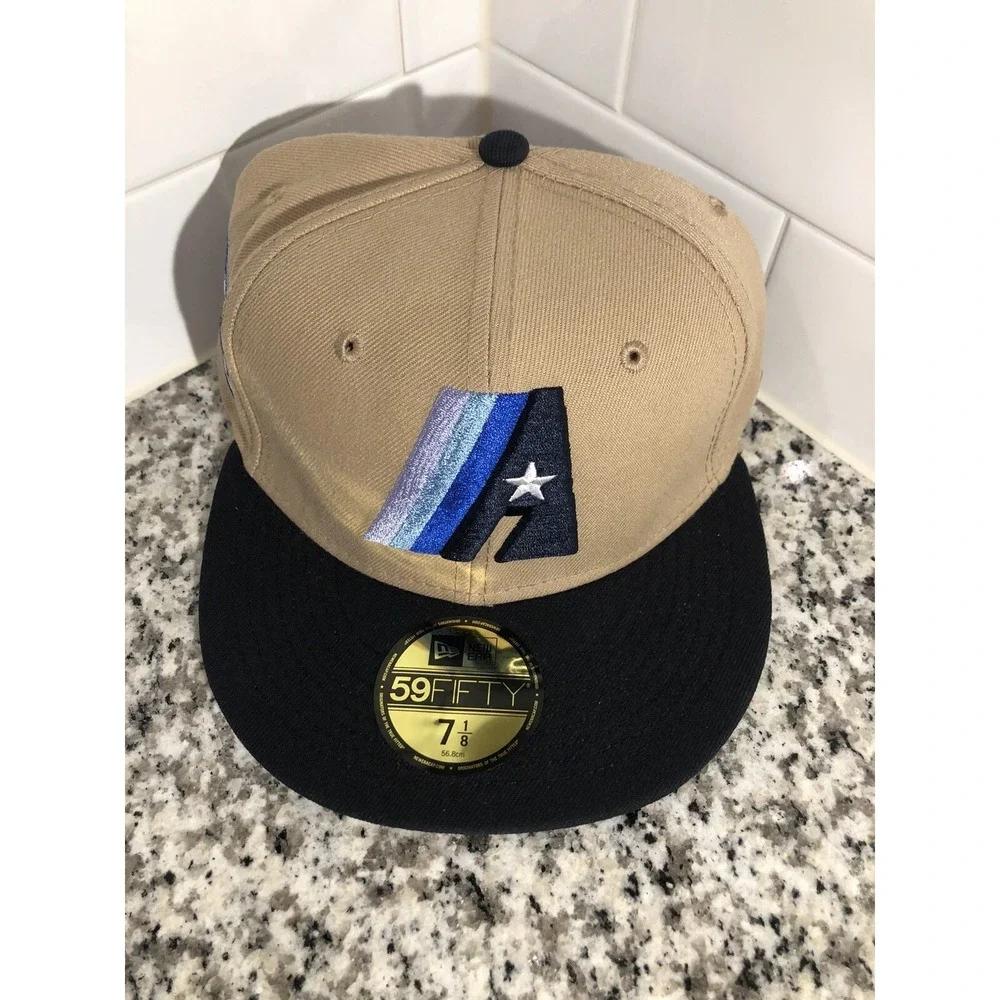 New Era Houston Astros 59FIFTY 20th Anniversary Camel Fitted Hat Size 7 1/8